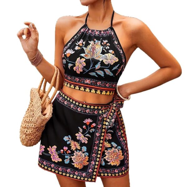 Women's Clothing Moderate Fake Ethnic Style Vest Shorts Set - Image 5