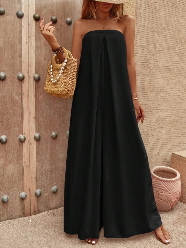 Solid Wide Leg Tube Jumpsuit - Image 3