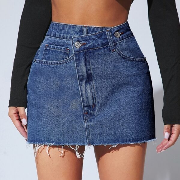 Short Fashion Irregular Denim Short Skirt - Image 6