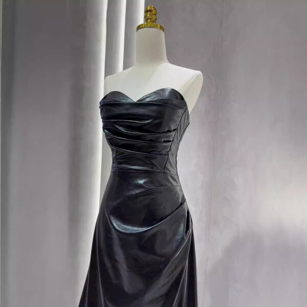 Off-the-shoulder Tube Top Leather Skirt Evening Gown - Image 5