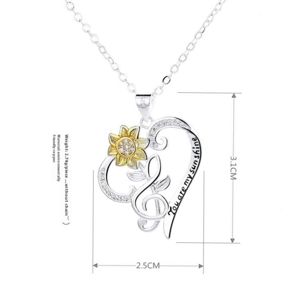 Pastoral Style Two-color Sunflower Pendant Trend Heart Clavicle Chain - Image 5
