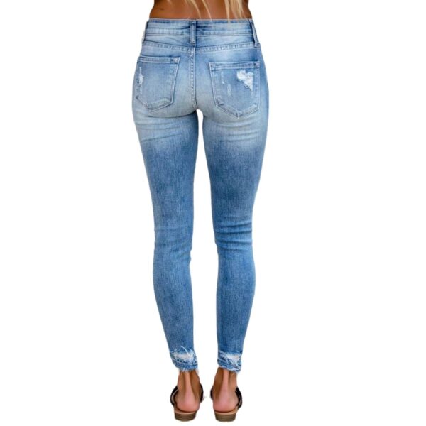 Stretch Jeans Women's Long Ripped Mid-waist Skinny - Image 5