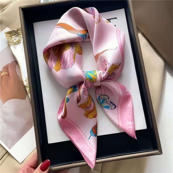 Artificial Silk Striped High-grade Korean Style Stylish Beach Arm Bag Silk Scarf - Image 7