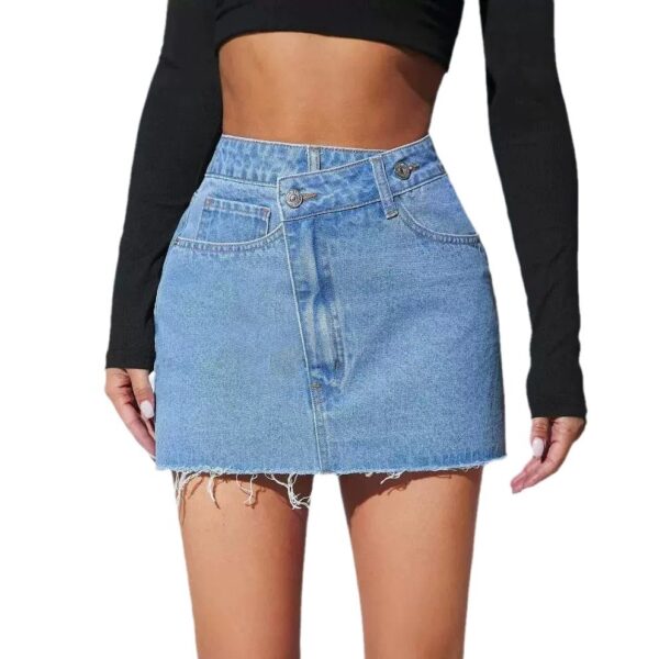 Short Fashion Irregular Denim Short Skirt - Image 4