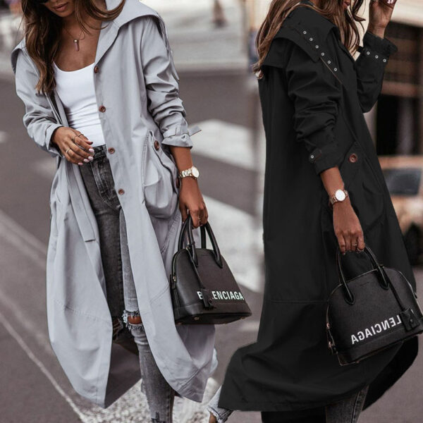 Temperament Niche Personality Casual Large Lapel Mid-length Trench Coat - Image 6