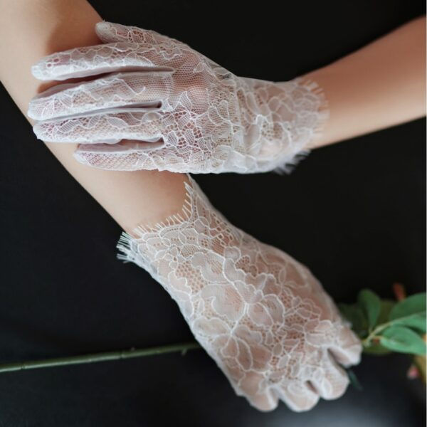 New Super Fairy White Lace Tulle Bride Photo Gloves - Image 7