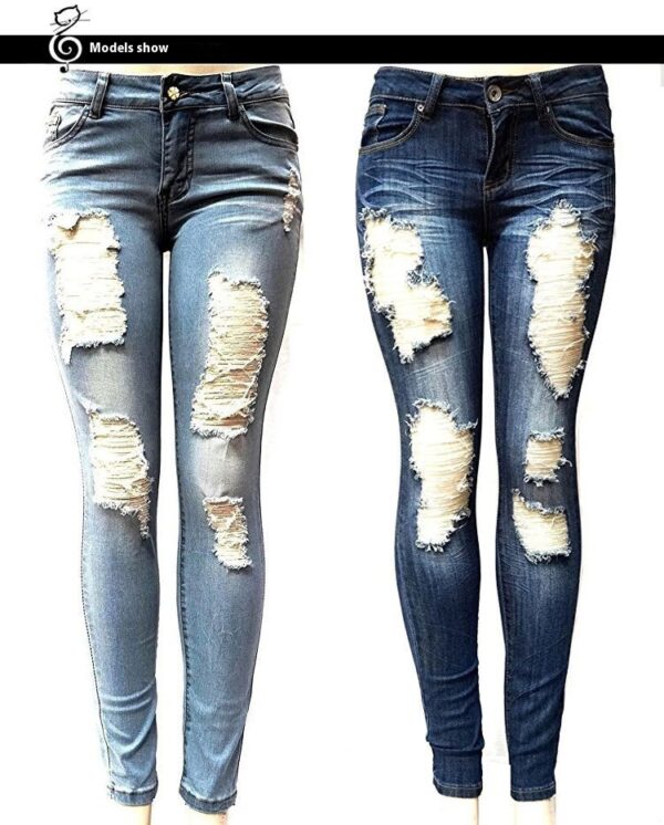 European And American Style Women Ripped Slimming Jeans - Image 5