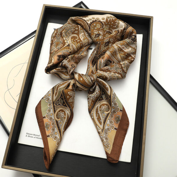 Artificial Silk Striped High-grade Korean Style Stylish Beach Arm Bag Silk Scarf - Image 4