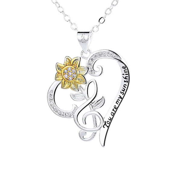 Pastoral Style Two-color Sunflower Pendant Trend Heart Clavicle Chain - Image 2