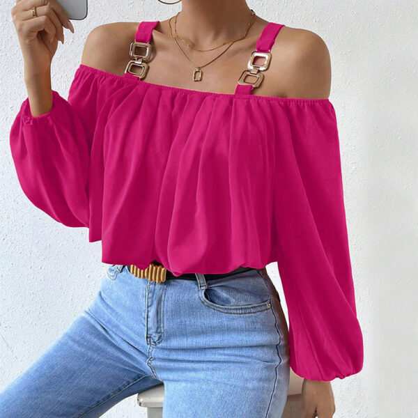 Women's Lantern Sleeve Loose Crop Top - Image 4