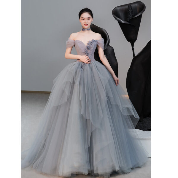 Female Texture Host Gift Tulle Tutu French Banquet Princess Dress - Image 5