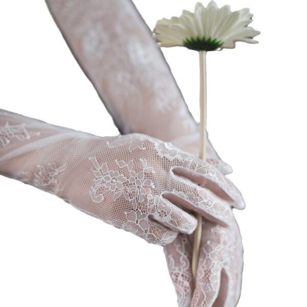 New Super Fairy White Lace Tulle Bride Photo Gloves - Image 5