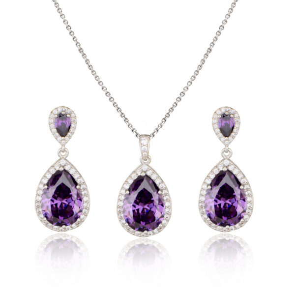 Bright Big Zircon Water Drops Necklace Eardrops Suit Bride Wedding Jewelry Simple Graceful - Image 10