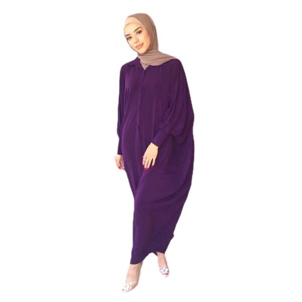 Women's Dubai Saudi Arabia Solid Color Bat Sleeve Large Robe Cardigan - Image 5