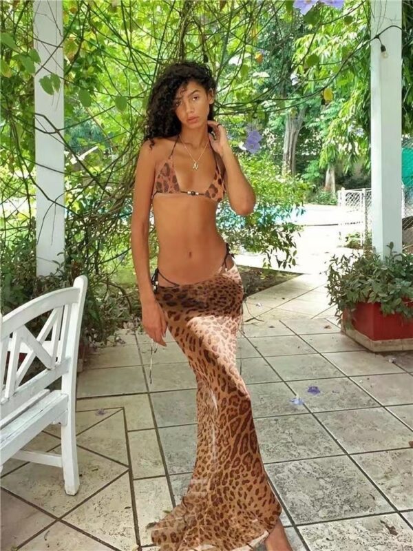 Printed Bikini Strappy Skirt Casual Suit - Image 7