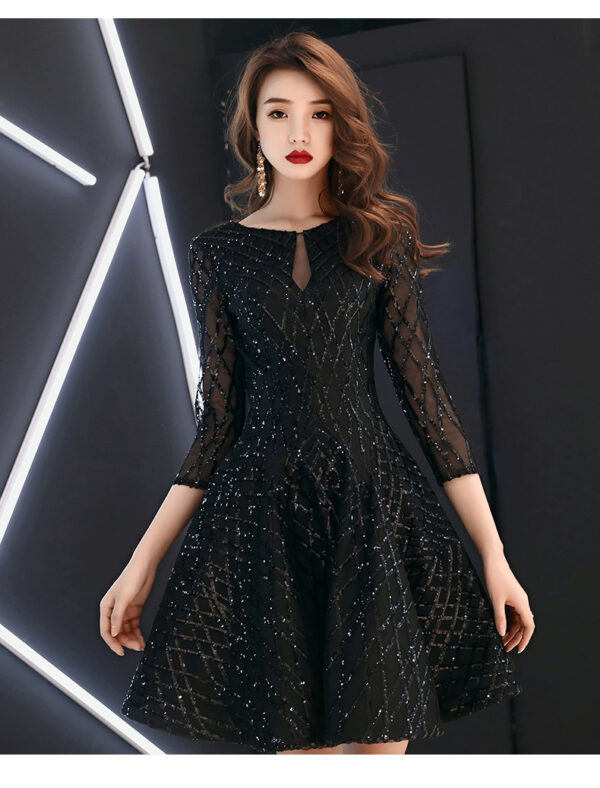 Women's Black Dinner Party Cocktail Party Birthday Party Dress Small Dress Short Socialite - Image 7