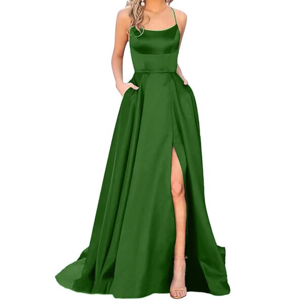 Solid Color Long Slimming And Shoulder Hollow Girlfriends Fashion Bridesmaid Party Dress - Image 10