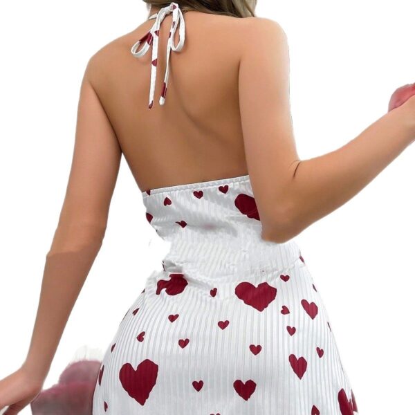 Pure Desire Women's Sunken Stripe Heart Printing Suspender Skirt Love - Image 3